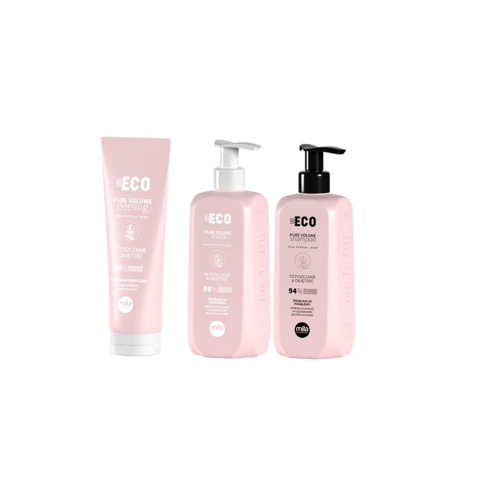 Mila Professional, zestaw oczyszczający i nadający objętości Pure Volume, szampon 250 ml + maska 250 ml + peeling 200 ml
