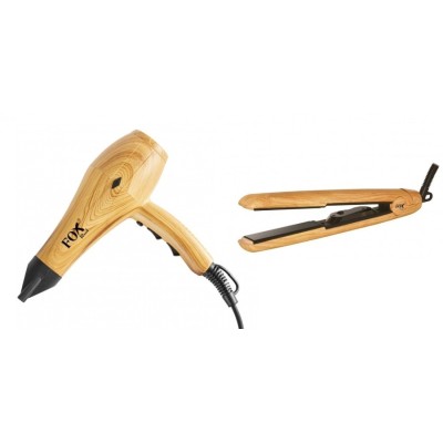 Zestaw narzędzi fryzjerskich: Suszarka Fox Wood + Prostownica Fox Wood