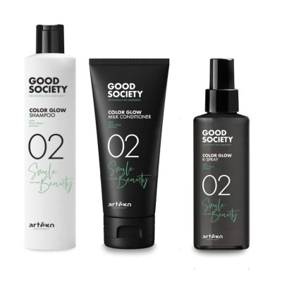 Artego Good Society COLOR GLOW, zestaw do pielęgnacji włosów szampon + odżywka + spray dwufazowy