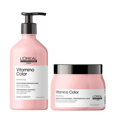L'Oreal Serie Expert Vitamino Color średni zestaw: szampon 500ml + maska 500ml