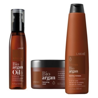 LAKME K.THERAPY BIO ARGAN, zestaw do pielęgnacji włosów: szampon + olejek + maska