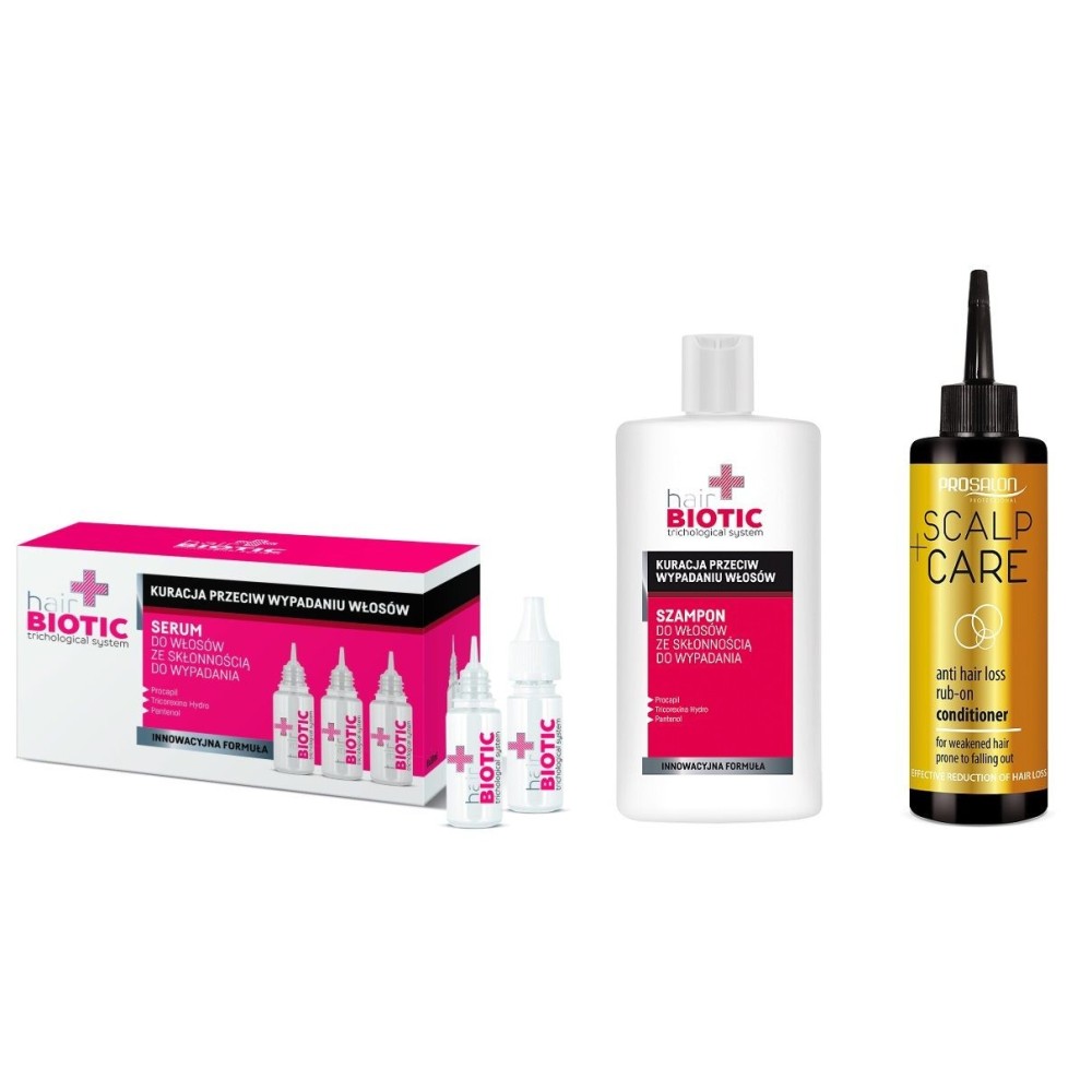 Chantal Prosalon Hair Biotic, zestaw przeciw wypadaniu włosów: szampon + ampułki 8x10 ml + lotion