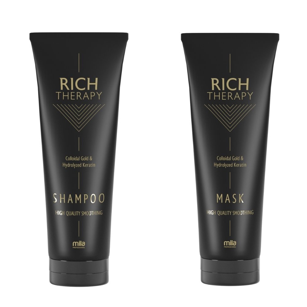 Zestaw Mila Pro Rich Therapy, odbudowujący włosy z keratyną i kwasem hialuronowym, szampon + maska