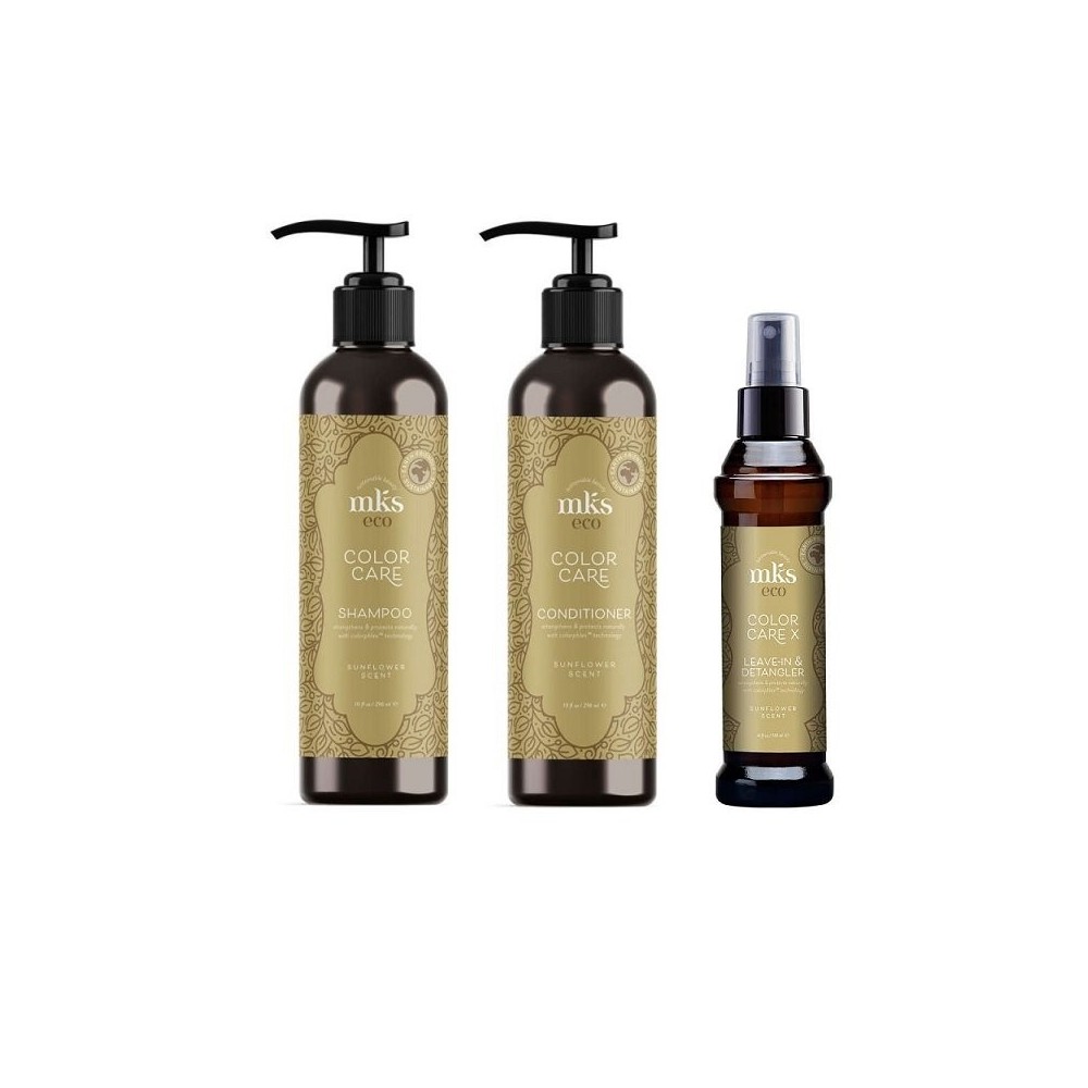 MKS Eco Zestaw do włosów farbowanych: szampon 296ml + odżywka 296ml + odżywka w sprayu 118ml