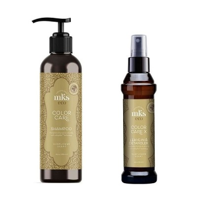 MKS Eco Zestaw do włosów farbowanych: szampon 296ml + odżywka w sprayu detangle Leave-in 118ml