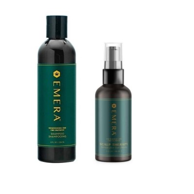 Zestaw kosmetyków Emera CBD: szampon 296 ml + Spray do skóry głowy 118 ml