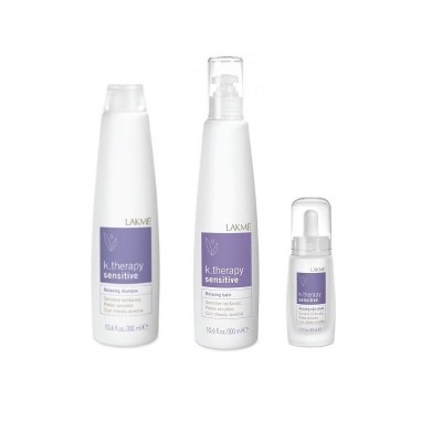 Lakme K.Therapy zestaw do włosów wrażliwych: szampon + balsam + krople