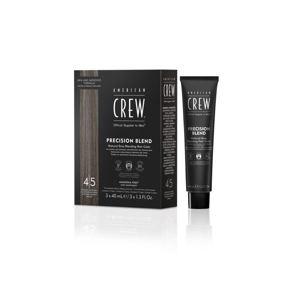American Crew Precision Blend, odsiwiacz do włosów dla mężczyn, 4|5 Medium Natural / Średni naturalny, 3x40 ml