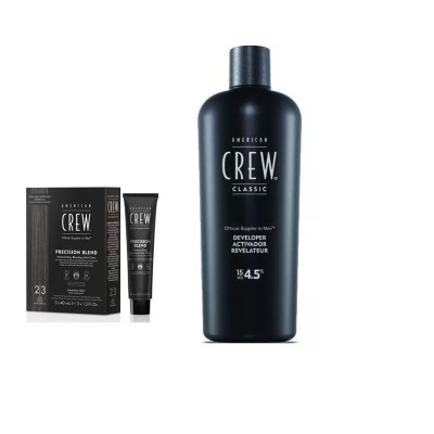 Zestaw dla mężczyzn do odsiwiania włosów: developer + American Crew Precision Blend 2-3 Dark 3x40 ml