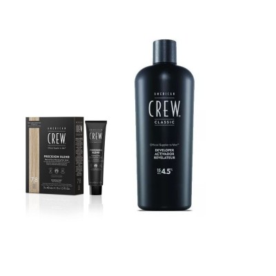 Zestaw dla mężczyzn do odsiwiania włosów: developer + American Crew Precision Blend 7-8 Light 3x40 ml