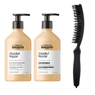 LOREAL SERIE EXPERT zestaw Absolut Repair: szampon 500 ml + odżywka 500 ml + szczotka Olivia Garden Fingerbrush
