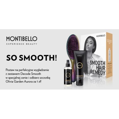 Montibello Decode, Zestaw do wygładzania włosów So Smooth + szczotka Olivia Garden Aurora