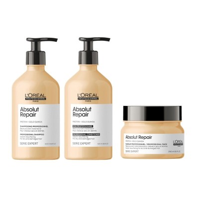LOREAL SERIE EXPERT zestaw do włosów Absolut Repair: szampon 500 ml, odżywka 500 ml, maska 250 ml