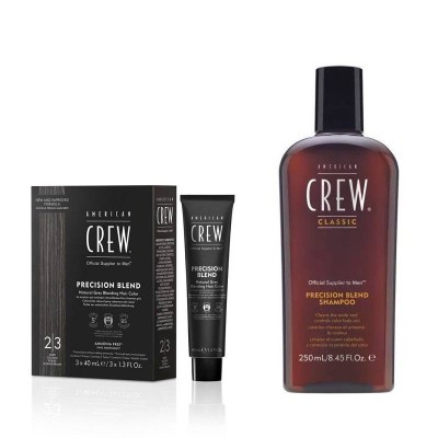 Zestaw do odsiwiania włosów: American Crew Precision Blend 2-3 Dark + szampon po zabiegu repigmentacji 250 ml
