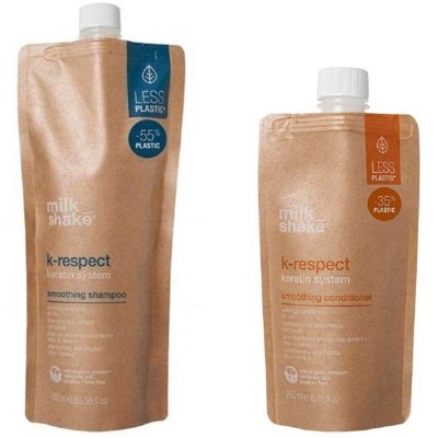 Zestaw do włosów puszących się Milk Shake K-Respect Smoothing system, szampon 750 ml + odżywka 250 ml