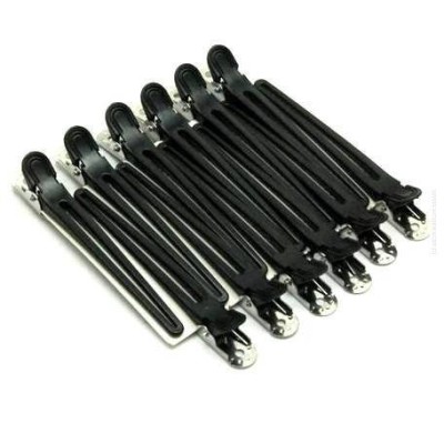 Klipsy fryzjerskie czarne, plastikowo-metalowe, 10cm