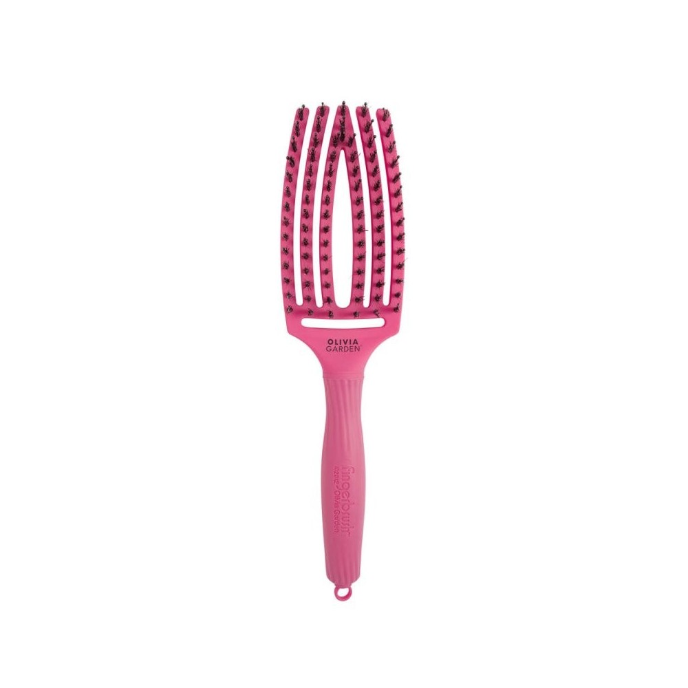 Szczotka Olivia Garden FingerBrush Combo Hot Pink, Medium, do rozczesywania włosów różowa