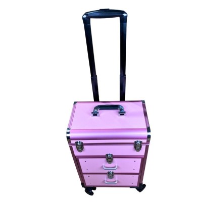 Kuferek kosmetyczno-fryzjerski, 3 szuflady różowy, 60x35x20cm, rzut