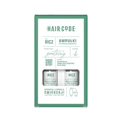 Ampułki Hair Code RICZ z proteinami, do włosów po zabiegach fryzjerskich, puszących i elektryzujących się 4x5 ml