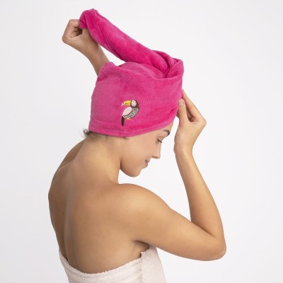 Turban na włosy różowy z tukanem, SOXO 3