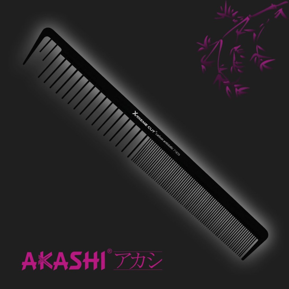 Grzebień Akashi 71839 gruby-delikatny 200mm Carbon
